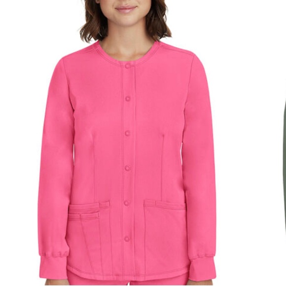 Grey’s Anatomy by Barco Pink XS Riley Mock wrap V-Neck Scrubs Top. Pockets - Picture 5 of 7